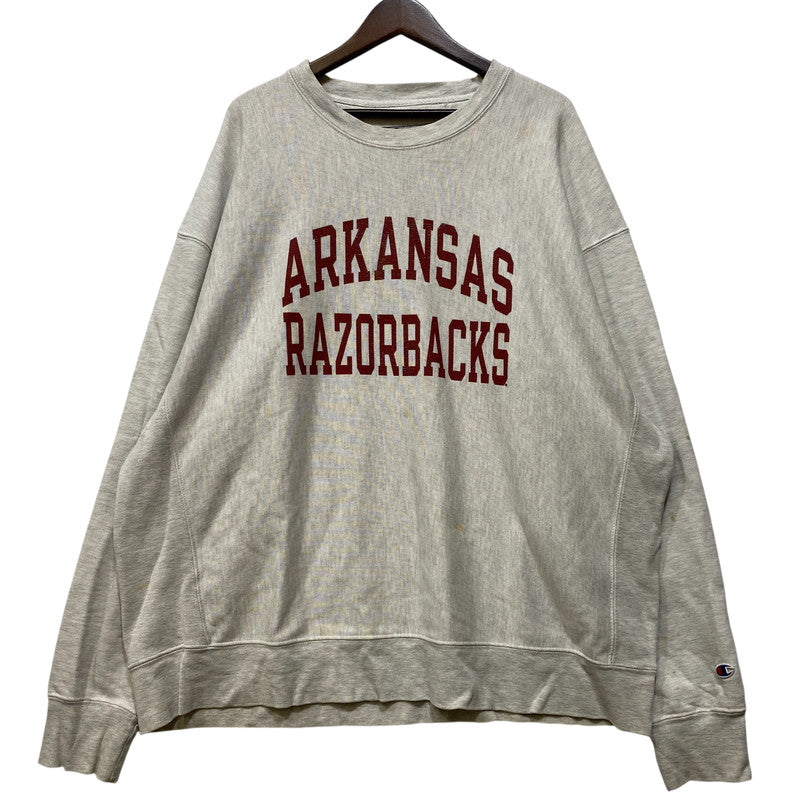 【現状渡し品】【メンズ】 CHAMPION チャンピオン ARKANSAS RAZORBACKS REVERSE WEAVE SWEATSHIRT アーカンソー レイザーバックス リバース ウィーブ スウェットシャツ 146-260917-kh-15-izu サイズ：XXL カラー：グレー 万代Net店