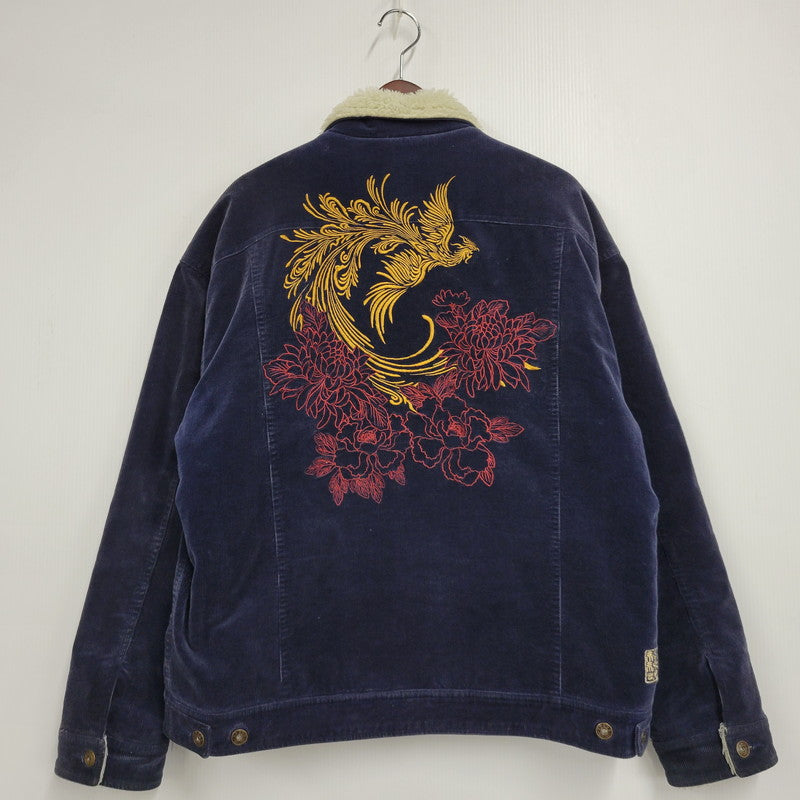 【中古品】【メンズ】 絡繰魂 カラクリダマシイ 274057 総刺繍 BOA CORDUROY JACKET ボア コーデュロイ ジャケット アウター 145-260925-yn-07-izu サイズ：XXL カラー：ネイビー 万代Net店