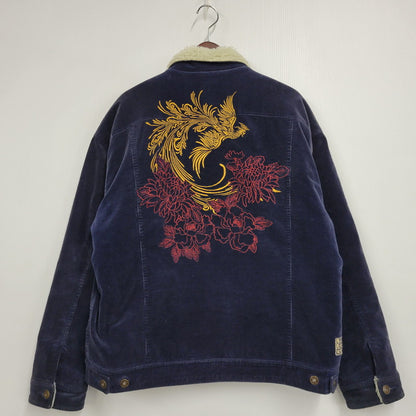 【中古品】【メンズ】 絡繰魂 カラクリダマシイ 274057 総刺繍 BOA CORDUROY JACKET ボア コーデュロイ ジャケット アウター 145-260925-yn-07-izu サイズ：XXL カラー：ネイビー 万代Net店