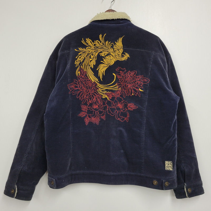 【現状渡し品】【メンズ】 絡繰魂 カラクリダマシイ 274057 総刺繍 BOA CORDUROY JACKET ボア コーデュロイ ジャケット アウター 145-260925-yn-08-izu サイズ：XL カラー：ネイビー 万代Net店