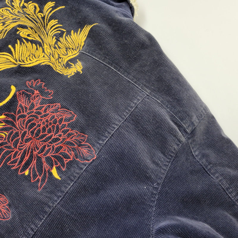 【現状渡し品】【メンズ】 絡繰魂 カラクリダマシイ 274057 総刺繍 BOA CORDUROY JACKET ボア コーデュロイ ジャケット アウター 145-260925-yn-08-izu サイズ：XL カラー：ネイビー 万代Net店