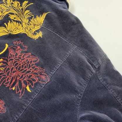 【現状渡し品】【メンズ】 絡繰魂 カラクリダマシイ 274057 総刺繍 BOA CORDUROY JACKET ボア コーデュロイ ジャケット アウター 145-260925-yn-08-izu サイズ：XL カラー：ネイビー 万代Net店