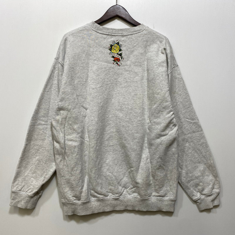 【中古品】【メンズ】 X-LARGE×EDHARDY エドハーディー 101223012029 RHINESTONE CREWNECK SWEATSHIRT ラインストーン クルーネック スウェットシャツ トップス 142-260922-yn-10-izu サイズ：L カラー：グレー 万代Net店