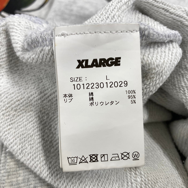 【中古品】【メンズ】 X-LARGE×EDHARDY エドハーディー 101223012029 RHINESTONE CREWNECK SWEATSHIRT ラインストーン クルーネック スウェットシャツ トップス 142-260922-yn-10-izu サイズ：L カラー：グレー 万代Net店