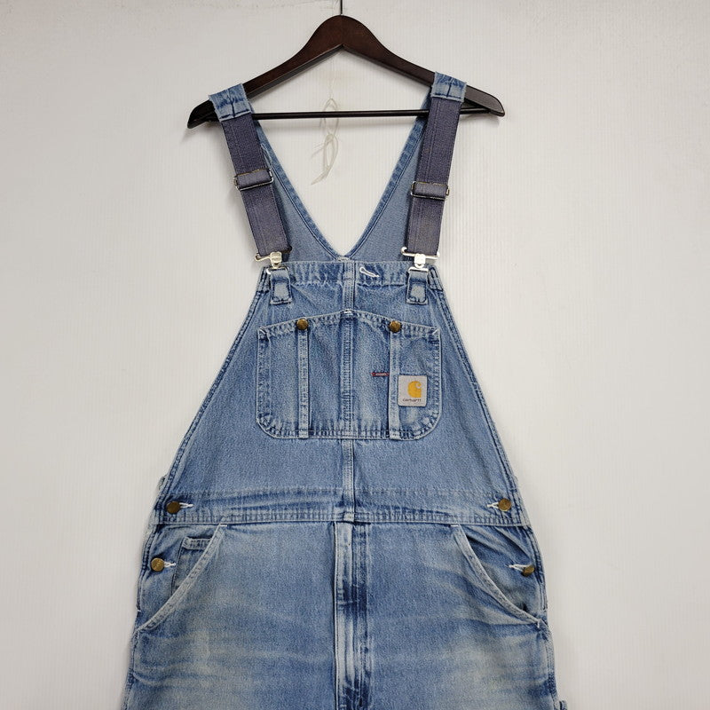 【現状渡し品】【メンズ】 Carhartt カーハート R08 DNM DENIM OVER ALL デニムオーバーオール 157-260923-as-05-izu サイズ：38×34 カラー：ライトブルー 万代Net店