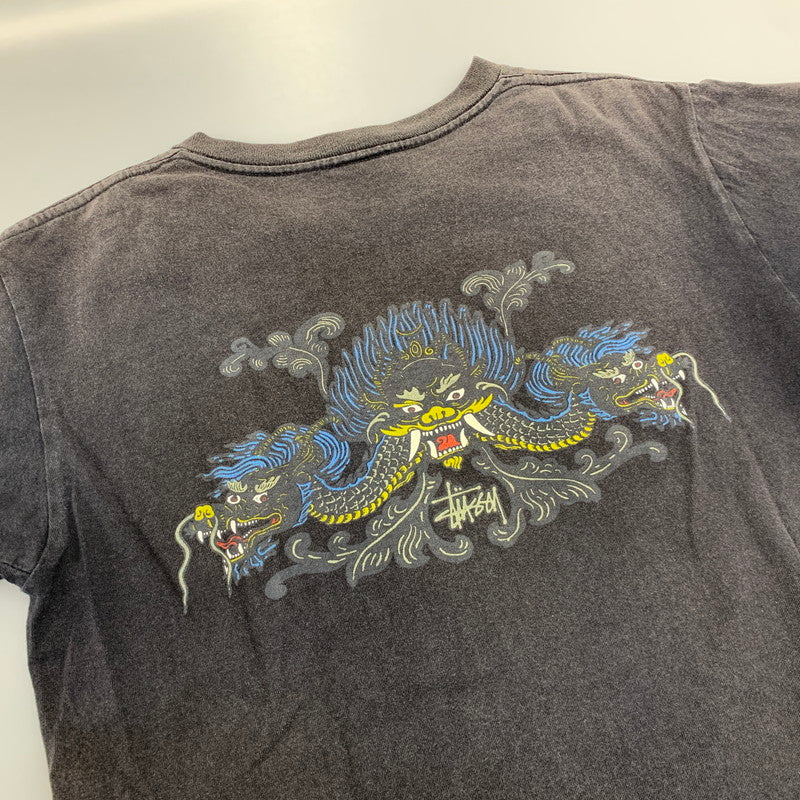 【現状渡し品】【メンズ】 OLD STUSSY オールド ステューシー 紺タグ 90S DRAGON SS TEE ドラゴン ショートスリーブ Tシャツ トップス 半袖 146-260918-cs-01-izu サイズ：M カラー：ブラック 万代Net店