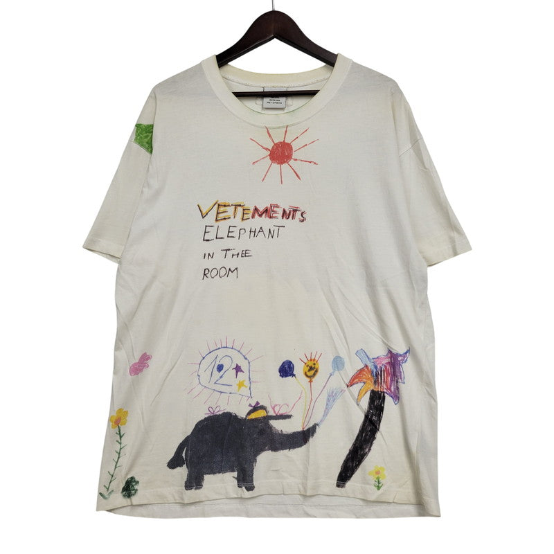 【現状渡し品】【メンズ】 VETEMENTS ヴェトモン ELEPHANT IN THE ROOM TEE UAH19TR310 半袖 Tシャツ 142-260923-as-01-izu サイズ：S カラー：ホワイト 万代Net店