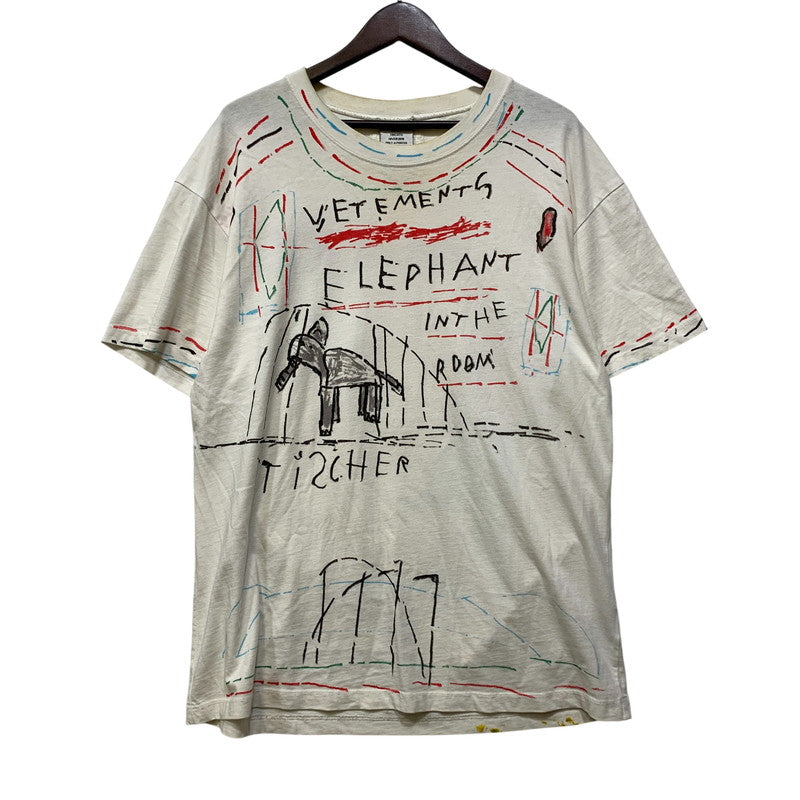 【中古品】【メンズ】 VETEMENTS ヴェトモン ELEPHANT MARTA TEE UAH19TR309 Tシャツ 半袖 142-260919-as-18-izu サイズ：S カラー：ホワイト 万代Net店