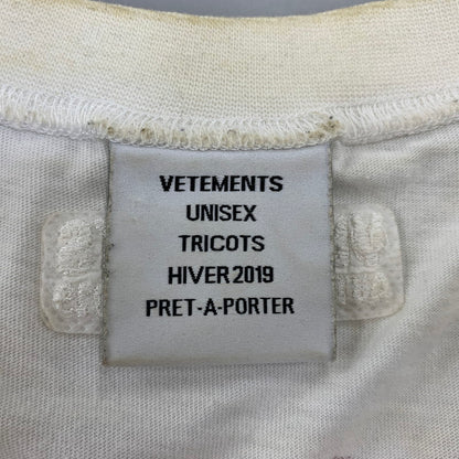 【中古品】【メンズ】 VETEMENTS ヴェトモン ELEPHANT MARTA TEE UAH19TR309 Tシャツ 半袖 142-260919-as-18-izu サイズ：S カラー：ホワイト 万代Net店