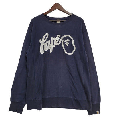 【中古品】【メンズ】 A BATHING APE アベイシングエイプ PRINT SWEATSHIRT プリント スウェット トレーナー 長袖 142-260923-as-02-izu サイズ：M カラー：ネイビー 万代Net店