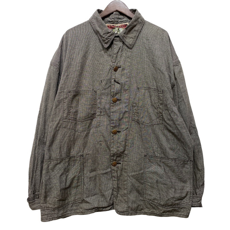 【中古品】【メンズ】 SAINT MICHAEL×BERBERJIN セントマイケル×ベルベルジン SM-YS1-0000-C54 BB_DENIM JKT STRIPE デニム ジャケット ストライプ アウター 142-260925-yn-05-izu サイズ：XL カラー：グレー系 万代Net店