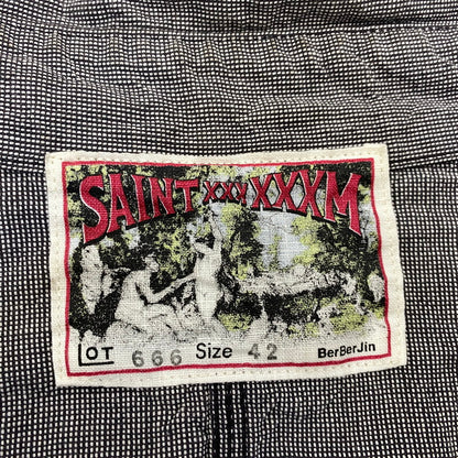 【中古品】【メンズ】 SAINT MICHAEL×BERBERJIN セントマイケル×ベルベルジン SM-YS1-0000-C54 BB_DENIM JKT STRIPE デニム ジャケット ストライプ アウター 142-260925-yn-05-izu サイズ：XL カラー：グレー系 万代Net店