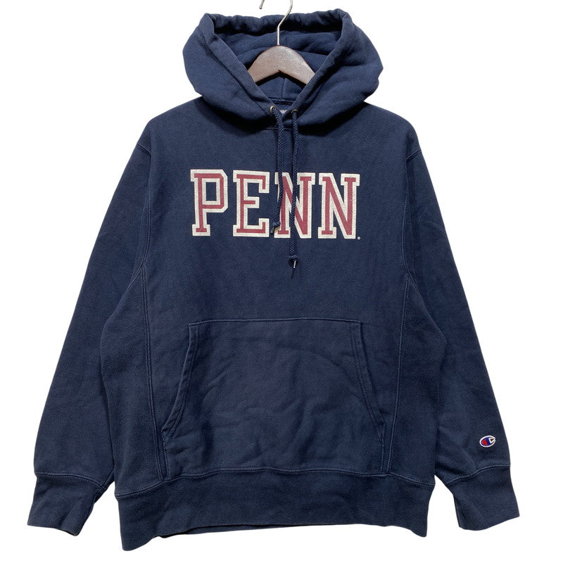 【中古品】【メンズ】 Champion チャンピオン PENN PRINT REVERSE WEAVE HOODIE リバースウィーブ フーディー パーカー 146-260927-as-03-izu サイズ：S カラー：ネイビー 万代Net店