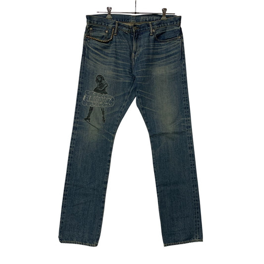【中古品】【メンズ】 HYSTERIC GLAMOUR ヒステリックグラマー 02213AP20 VIXEN GIRL刺繍 スリムストレートスタッズデニム ヴィクセン ガール パンツ ボトムス 151-261001-kh-03-izu サイズ：34 カラー：インディゴ 万代Net店
