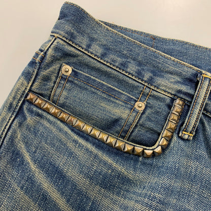 【中古品】【メンズ】 HYSTERIC GLAMOUR ヒステリックグラマー 02213AP20 VIXEN GIRL刺繍 スリムストレートスタッズデニム ヴィクセン ガール パンツ ボトムス 151-261001-kh-03-izu サイズ：34 カラー：インディゴ 万代Net店