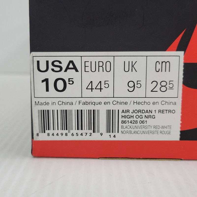 【中古品】【メンズ】 NIKE ナイキ AIR JORDAN 1 RETRO HIGH OG NRG 861428-061 エア ジョーダン 1 レトロ ハイ OG NRG スニーカー 靴 160-260921-as-04-izu サイズ：28.5cm カラー：BLACK/UNIVERSITY RED-WHITE 万代Net店