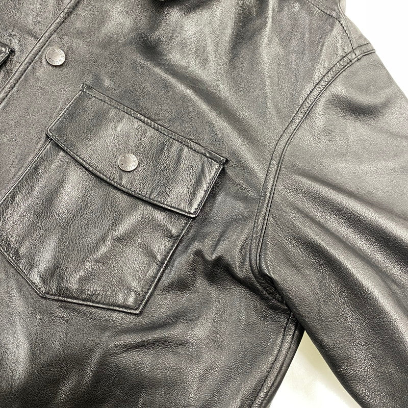 【中古品】【メンズ】 AVIREX アヴィレックス 6121051 SHEEPSKIN LEATHER CPO SHIRT シープスキン レザー CPO シャツ ジャケット アウター 145-260922-kh-10-izu サイズ：XL カラー：ブラック 万代Net店