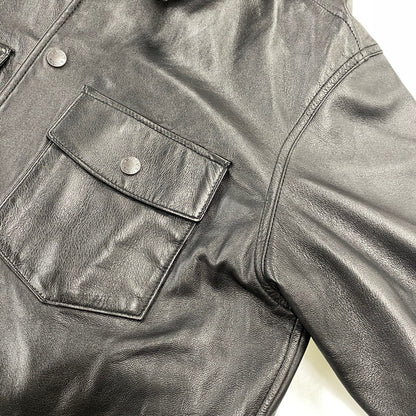 【中古品】【メンズ】 AVIREX アヴィレックス 6121051 SHEEPSKIN LEATHER CPO SHIRT シープスキン レザー CPO シャツ ジャケット アウター 145-260922-kh-10-izu サイズ：XL カラー：ブラック 万代Net店