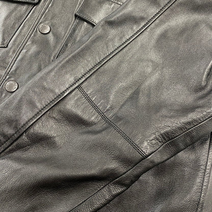 【中古品】【メンズ】 AVIREX アヴィレックス 6121051 SHEEPSKIN LEATHER CPO SHIRT シープスキン レザー CPO シャツ ジャケット アウター 145-260922-kh-10-izu サイズ：XL カラー：ブラック 万代Net店
