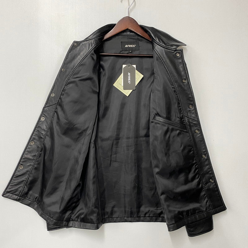 【中古品】【メンズ】 AVIREX アヴィレックス 6121051 SHEEPSKIN LEATHER CPO SHIRT シープスキン レザー CPO シャツ ジャケット アウター 145-260922-kh-10-izu サイズ：XL カラー：ブラック 万代Net店