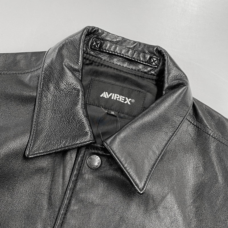 【中古品】【メンズ】 AVIREX アヴィレックス 6121051 SHEEPSKIN LEATHER CPO SHIRT シープスキン レザー CPO シャツ ジャケット アウター 145-260922-kh-10-izu サイズ：XL カラー：ブラック 万代Net店