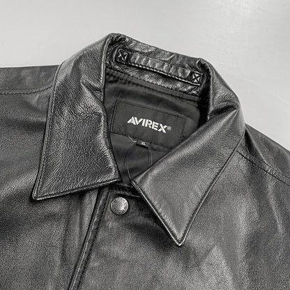 【中古品】【メンズ】 AVIREX アヴィレックス 6121051 SHEEPSKIN LEATHER CPO SHIRT シープスキン レザー CPO シャツ ジャケット アウター 145-260922-kh-10-izu サイズ：XL カラー：ブラック 万代Net店