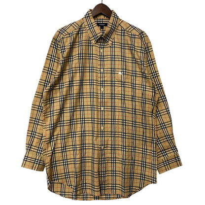 【中古品】【メンズ】 BURBERRY LONDON バーバリーロンドン NOVA CHECK LS BD SHIRT ノバチェック ロングスリーブ シャツ トップス 141-261022-kh-01-izu サイズ：L カラー：ベージュ 万代Net店