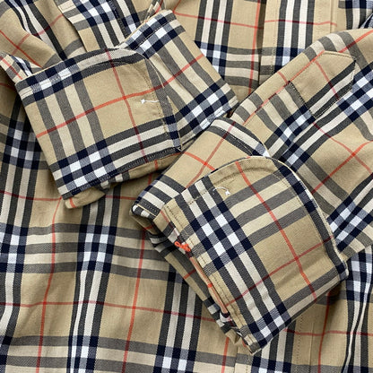 【中古品】【メンズ】 BURBERRY LONDON バーバリーロンドン NOVA CHECK LS BD SHIRT ノバチェック ロングスリーブ シャツ トップス 141-261022-kh-01-izu サイズ：L カラー：ベージュ 万代Net店