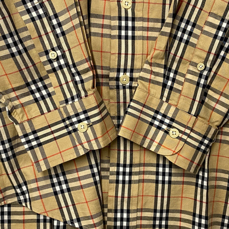 【中古品】【メンズ】 BURBERRY LONDON バーバリーロンドン NOVA CHECK LS BD SHIRT ノバチェック ロングスリーブ シャツ トップス 141-261022-kh-01-izu サイズ：L カラー：ベージュ 万代Net店