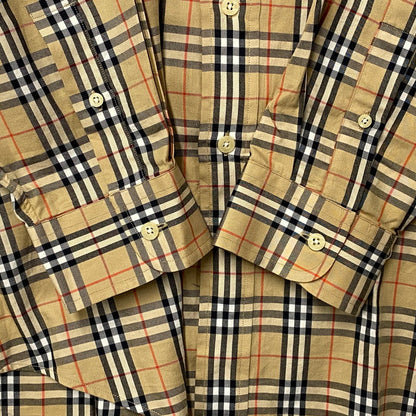 【中古品】【メンズ】 BURBERRY LONDON バーバリーロンドン NOVA CHECK LS BD SHIRT ノバチェック ロングスリーブ シャツ トップス 141-261022-kh-01-izu サイズ：L カラー：ベージュ 万代Net店
