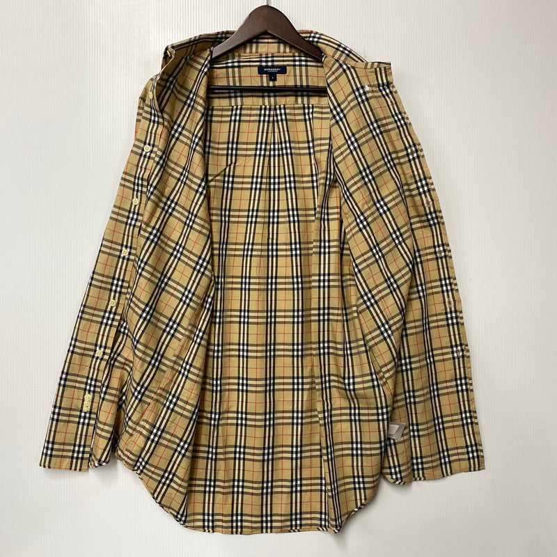 【中古品】【メンズ】 BURBERRY LONDON バーバリーロンドン NOVA CHECK LS BD SHIRT ノバチェック ロングスリーブ シャツ トップス 141-261022-kh-01-izu サイズ：L カラー：ベージュ 万代Net店