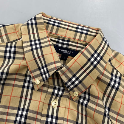 【中古品】【メンズ】 BURBERRY LONDON バーバリーロンドン NOVA CHECK LS BD SHIRT ノバチェック ロングスリーブ シャツ トップス 141-261022-kh-01-izu サイズ：L カラー：ベージュ 万代Net店