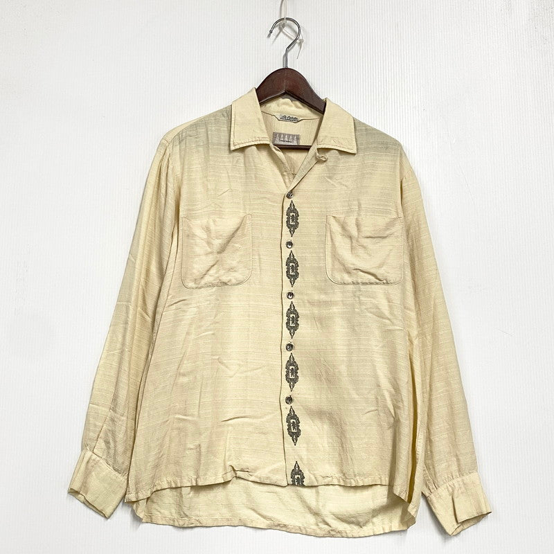 【中古品】【メンズ】 LA PALETTE ラ パレット 50-60S OPEN COLLAR LS SHIRT オープン カラー ロングスリーブ シャツ トップス 長袖 146-261003-ya-17-izu サイズ：下記参照 カラー：クリーム 万代Net店