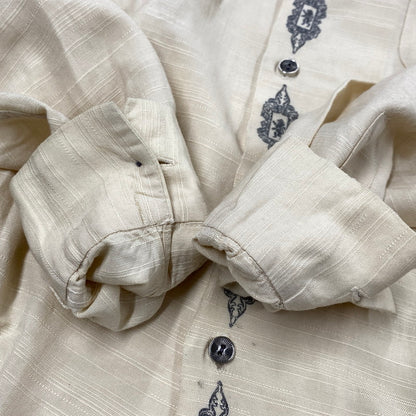 【中古品】【メンズ】 LA PALETTE ラ パレット 50-60S OPEN COLLAR LS SHIRT オープン カラー ロングスリーブ シャツ トップス 長袖 146-261003-ya-17-izu サイズ：下記参照 カラー：クリーム 万代Net店