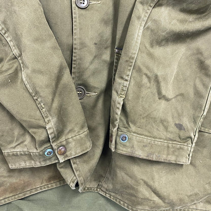 【現状渡し品】【メンズ】 MONTANA CLOTH-DUXBAK- モンタナ クロス ダックスバック 40-50S CORDUROY COLLAR HUNTING JACKET コーデュロイ カラー ハンティング ジャケット アウター 146-261003-ya-02-izu サイズ：40 カラー：カーキ 万代Net店