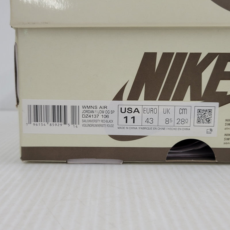 【中古品】【メンズ】 NIKE ナイキ × TRAVIS SCOTT トラヴィス スコット WMNS AIR JORDAN 1 LOW OG SP DZ4137-106 ウィメンズ エアジョーダン 1 ロー OG SP スニーカー 靴 160-260921-as-02-izu サイズ：28cm カラー：SAIL/UNIVERSITY RED-BLACK 万代Net店