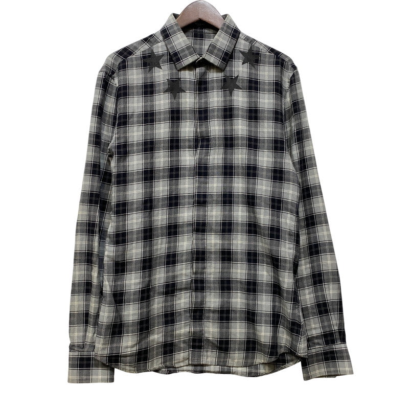 【中古品】【メンズ】 GIVENCHY ジバンシィ リカルド・ティッシ期 STAR CHECK LS SHIRT スター チェック ロングスリーブ シャツ トップス 141-260926-kh-02-izu サイズ：39 カラー：グレー×ブラック 万代Net店