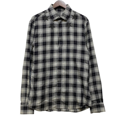 【中古品】【メンズ】 GIVENCHY ジバンシィ リカルド・ティッシ期 STAR CHECK LS SHIRT スター チェック ロングスリーブ シャツ トップス 141-260926-kh-02-izu サイズ：39 カラー：グレー×ブラック 万代Net店