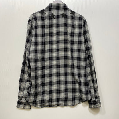 【中古品】【メンズ】 GIVENCHY ジバンシィ リカルド・ティッシ期 STAR CHECK LS SHIRT スター チェック ロングスリーブ シャツ トップス 141-260926-kh-02-izu サイズ：39 カラー：グレー×ブラック 万代Net店
