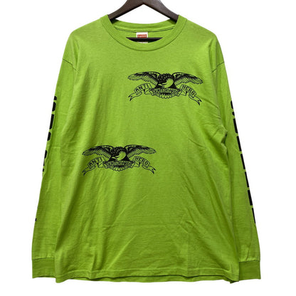 【中古品】【メンズ】 SUPREME シュプリーム×ANTIHERO アンタイヒーロー 14SS LONG SLEEVE LOGO TEE ロング スリーブ ロゴ Tシャツ トップス 長袖 149-260926-cs-09-izu サイズ：L カラー：ライムグリーン 万代Net店