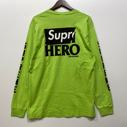 【中古品】【メンズ】 SUPREME シュプリーム×ANTIHERO アンタイヒーロー 14SS LONG SLEEVE LOGO TEE ロング スリーブ ロゴ Tシャツ トップス 長袖 149-260926-cs-09-izu サイズ：L カラー：ライムグリーン 万代Net店