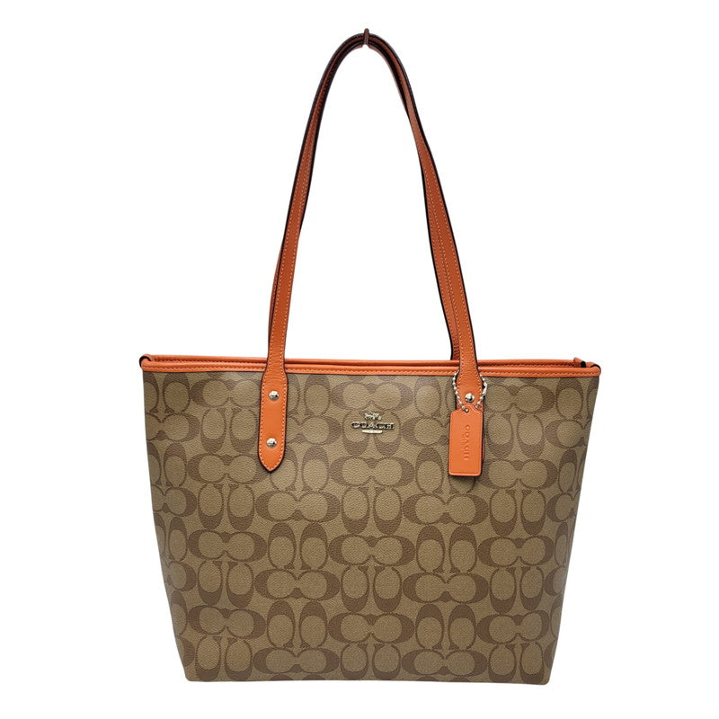 【中古品】【レディース】 COACH コーチ SIGNATURE TOTE BAG F58292 シグネチャー トートバッグ 鞄 カバン 180-260928-ay-09-izu カラー：ブラウン×オレンジ 万代Net店