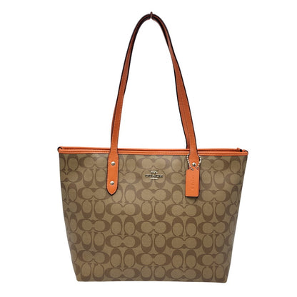 【中古品】【レディース】 COACH コーチ SIGNATURE TOTE BAG F58292 シグネチャー トートバッグ 鞄 カバン 180-260928-ay-09-izu カラー：ブラウン×オレンジ 万代Net店