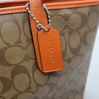 【中古品】【レディース】 COACH コーチ SIGNATURE TOTE BAG F58292 シグネチャー トートバッグ 鞄 カバン 180-260928-ay-09-izu カラー：ブラウン×オレンジ 万代Net店