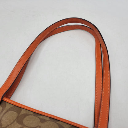 【中古品】【レディース】 COACH コーチ SIGNATURE TOTE BAG F58292 シグネチャー トートバッグ 鞄 カバン 180-260928-ay-09-izu カラー：ブラウン×オレンジ 万代Net店