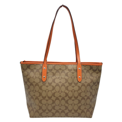 【中古品】【レディース】 COACH コーチ SIGNATURE TOTE BAG F58292 シグネチャー トートバッグ 鞄 カバン 180-260928-ay-09-izu カラー：ブラウン×オレンジ 万代Net店