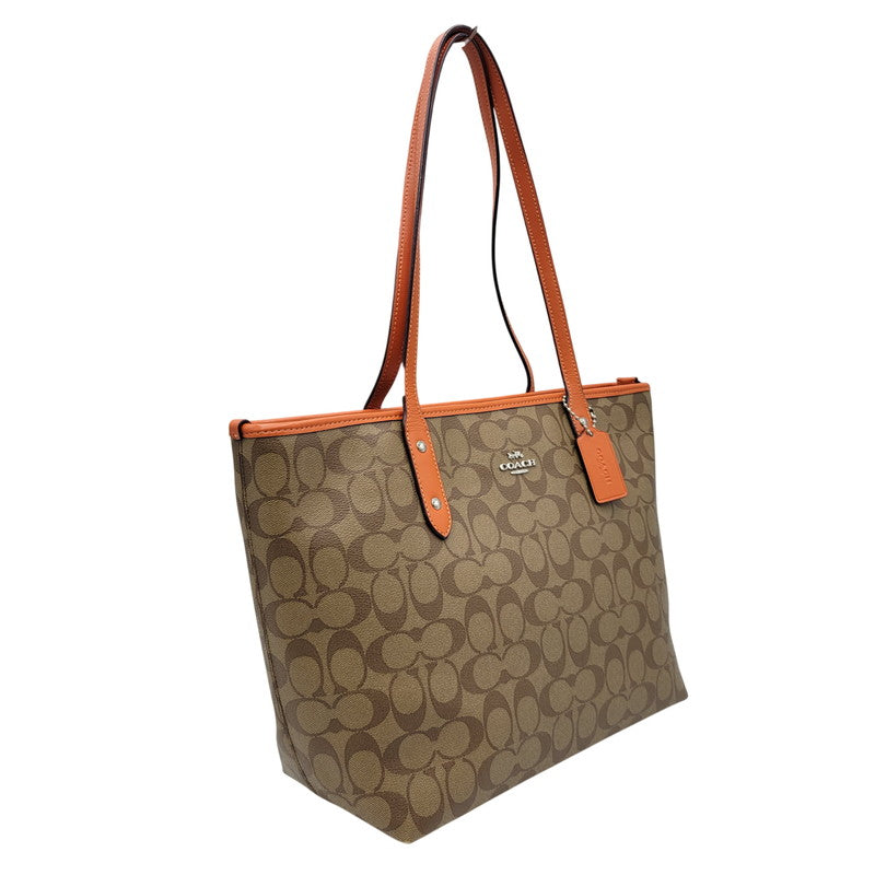 【中古品】【レディース】 COACH コーチ SIGNATURE TOTE BAG F58292 シグネチャー トートバッグ 鞄 カバン 180-260928-ay-09-izu カラー：ブラウン×オレンジ 万代Net店