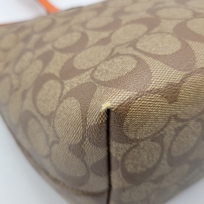 【中古品】【レディース】 COACH コーチ SIGNATURE TOTE BAG F58292 シグネチャー トートバッグ 鞄 カバン 180-260928-ay-09-izu カラー：ブラウン×オレンジ 万代Net店