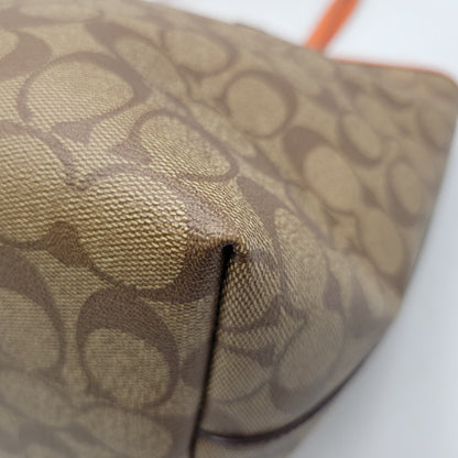 【中古品】【レディース】 COACH コーチ SIGNATURE TOTE BAG F58292 シグネチャー トートバッグ 鞄 カバン 180-260928-ay-09-izu カラー：ブラウン×オレンジ 万代Net店