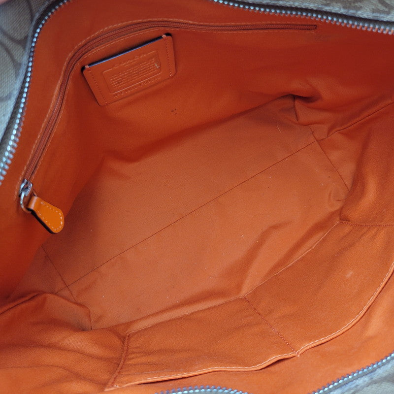 【中古品】【レディース】 COACH コーチ SIGNATURE TOTE BAG F58292 シグネチャー トートバッグ 鞄 カバン 180-260928-ay-09-izu カラー：ブラウン×オレンジ 万代Net店